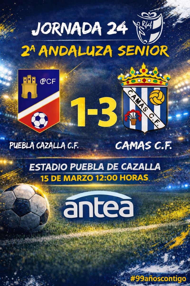 CamasCF's tweet photo. 💙FINALLL DEL PARTIDO EN LA PUEBLA DE CAZALLA. Otro +3 para casa! GRANDE CAMAS!

#99añoscontigo https://t.co/n4XWeYOjhQ