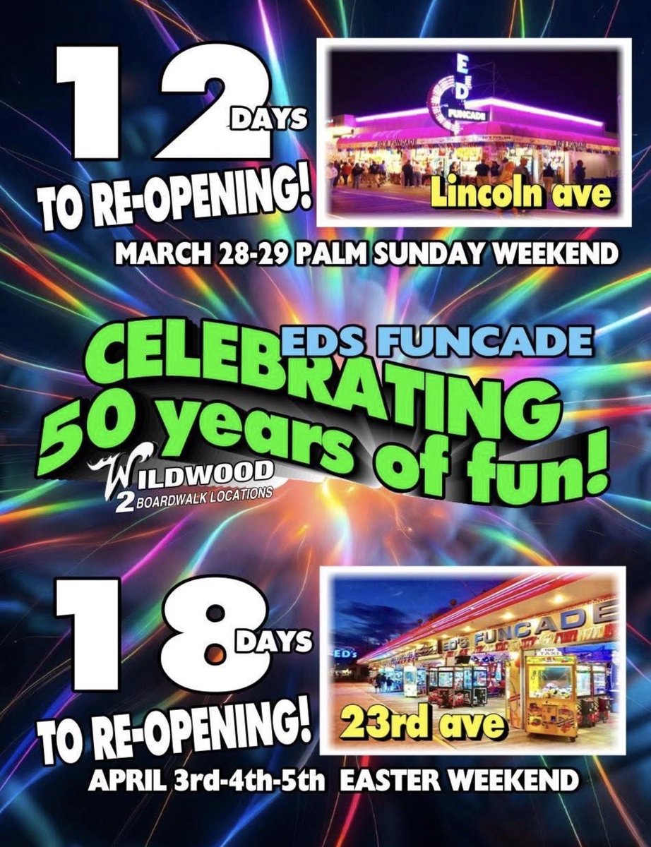 edsfuncade's tweet photo. Re-opening day 2026 coming soon, plan your trip to Ed’s Funcade where your best memories have been made for now 50 years🎉 https://t.co/MSlLdeGDWT