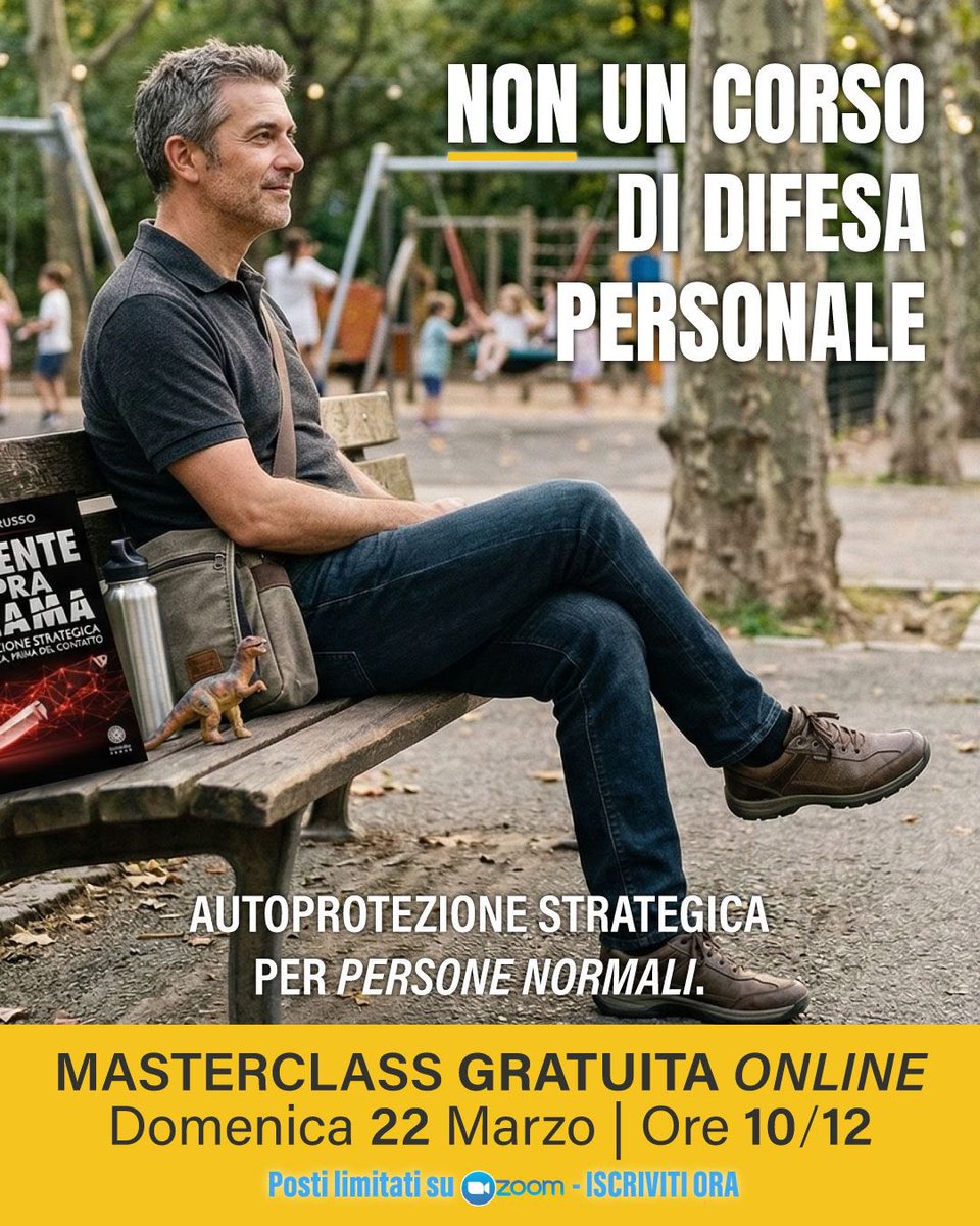 ChristianRussoT's tweet photo. 🔴 MASTERCLASS GRATIS (22/03) sull’Autoprotezione Strategica.
Dal libro "La Mente sopra la Lama" a Zoom.
Posti limitati, iscriviti: https://t.co/NkoWdijfSd
#DifesaPersonale #Mindset #Libri https://t.co/YXvKlKxX5W