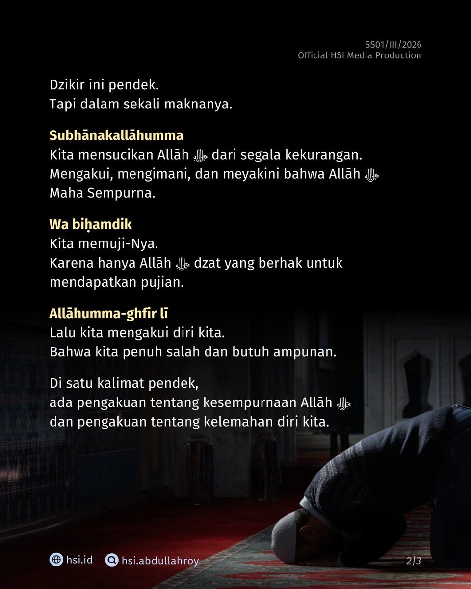 hsiabdullahroy's tweet photo. Sudahkah zikir ini hadir dalam ruku dan sujud kita? https://t.co/oKoakw8Izt