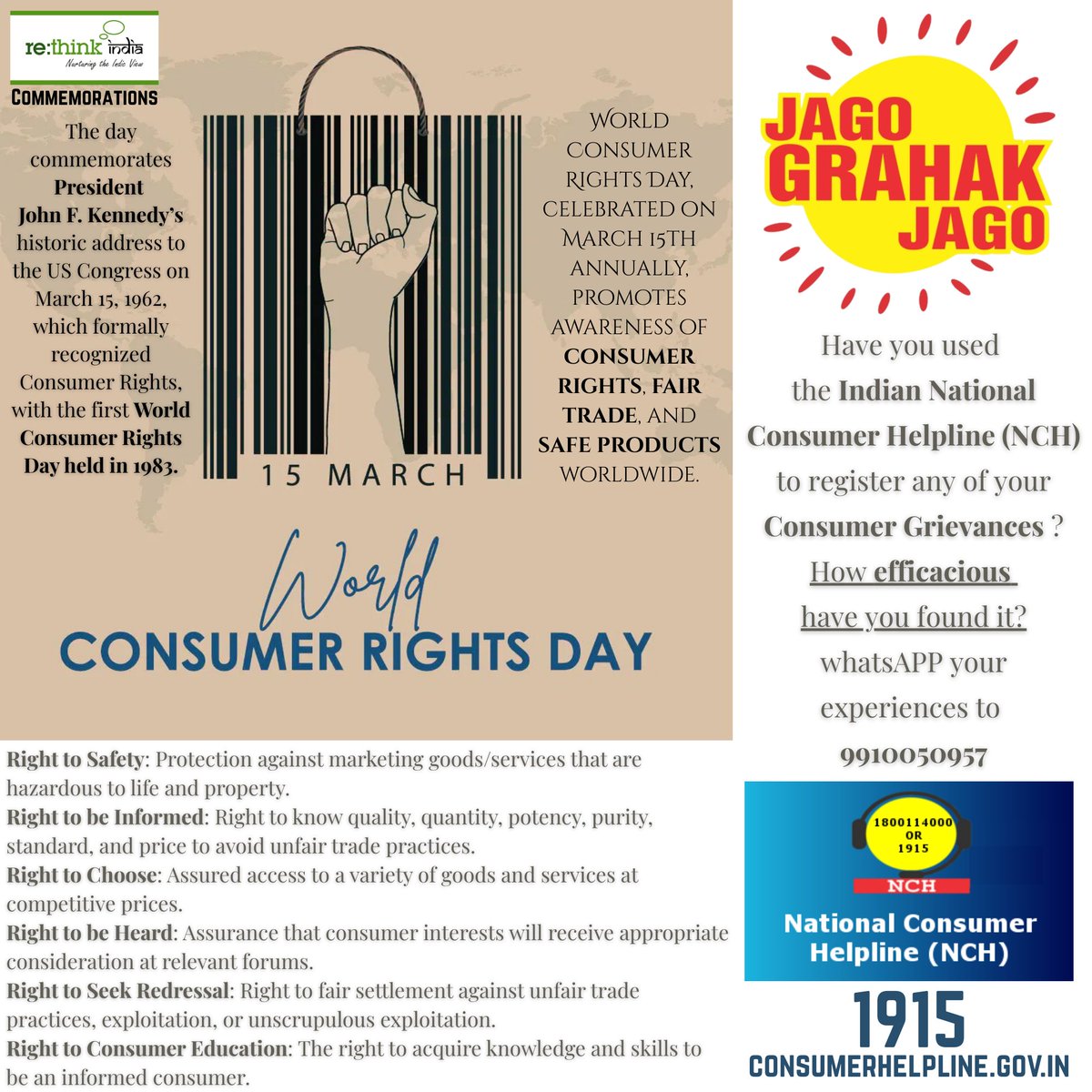 rethinkindia108's tweet photo. Educational Institutions (Schools, Colleges, Universities) do not fall under the ambit of Consumer Protection Act, though the legal debate in ongoing....
#WorldConsumerDay2026 https://t.co/lU1CXI9Ssi