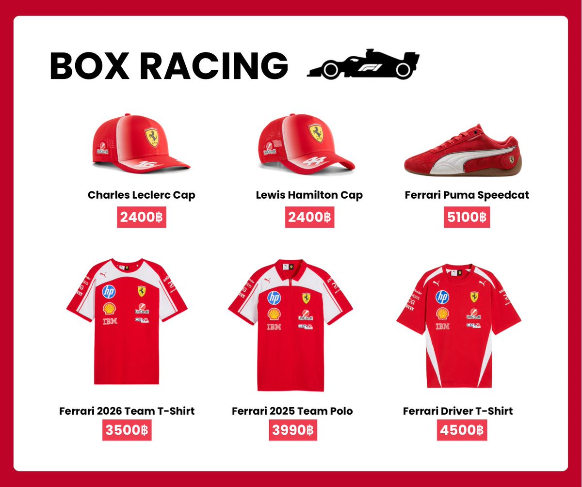 Box_Racingstore's tweet photo. PRE 🇨🇳 | รอบ Shipping    

PUMA X Ferrari 🏎️

— Ferrari 2026 Team  Collection ของแท้จาก Puma shop

สนใจตัวไหนสอบถามทาง dm✉️ #พรีออเดอร์จีน #ตลาดนัดF1 #ตลาดนัดด้อมรถ https://t.co/T1z4e6GPuO