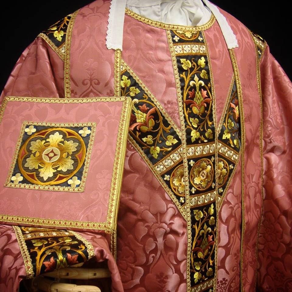 Today is only one out of two days where a priest is allowed to wear Rose Vestments.