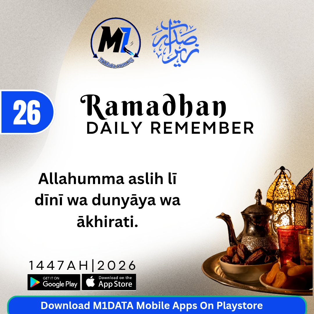 ayombug's tweet photo. Ramadan Kareem – Day 26 🌙

SubhanAllah, Ramadan is almost ending 😢

Only a few days remaining. Let us use these last blessed nights to pray more, seek forgiveness, and do good deeds.

May Allah accept our fasting, prayers, and sacrifices. 🤲

#RamadanKare #LaylatulQadr #M1DATA https://t.co/3RJ9GA9kXn