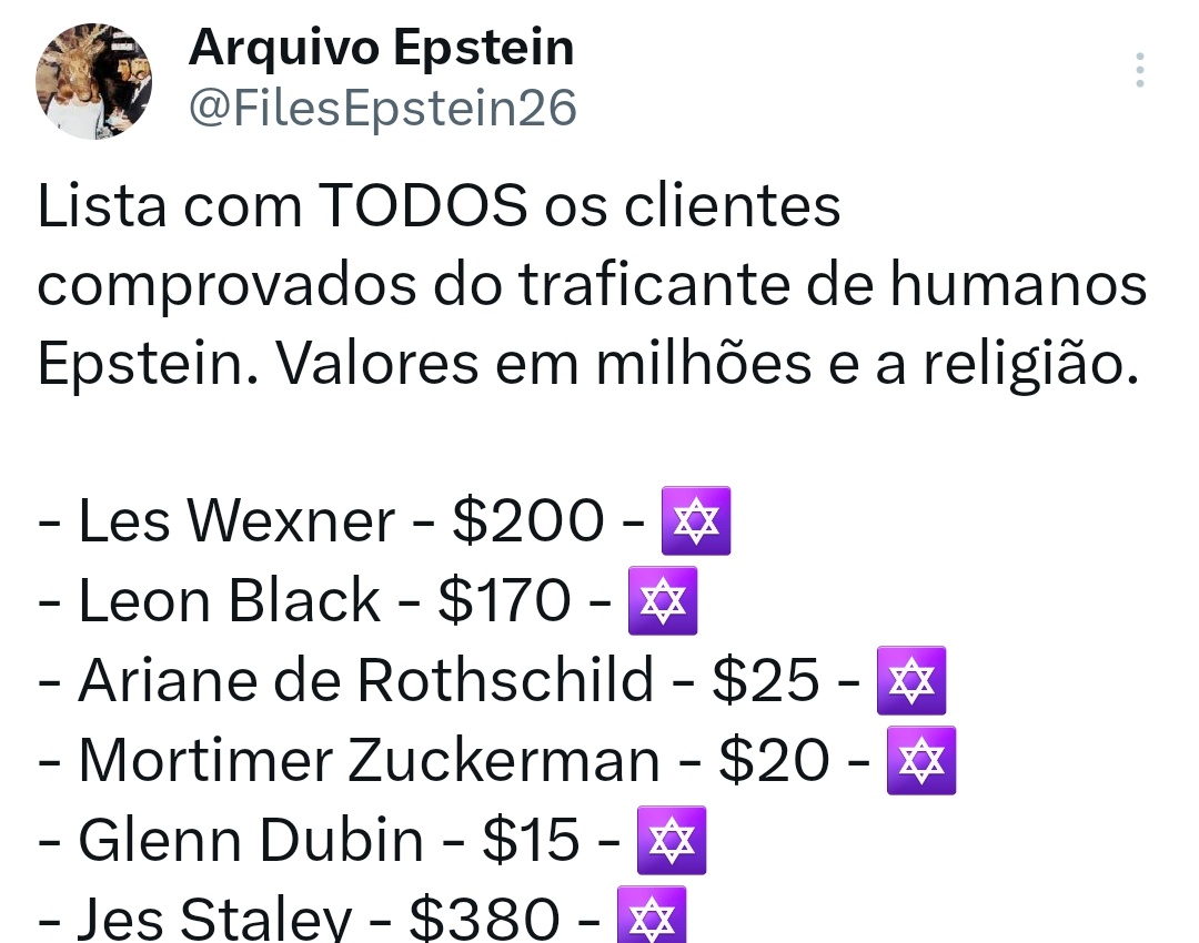 Arquivo Epstein tweet media