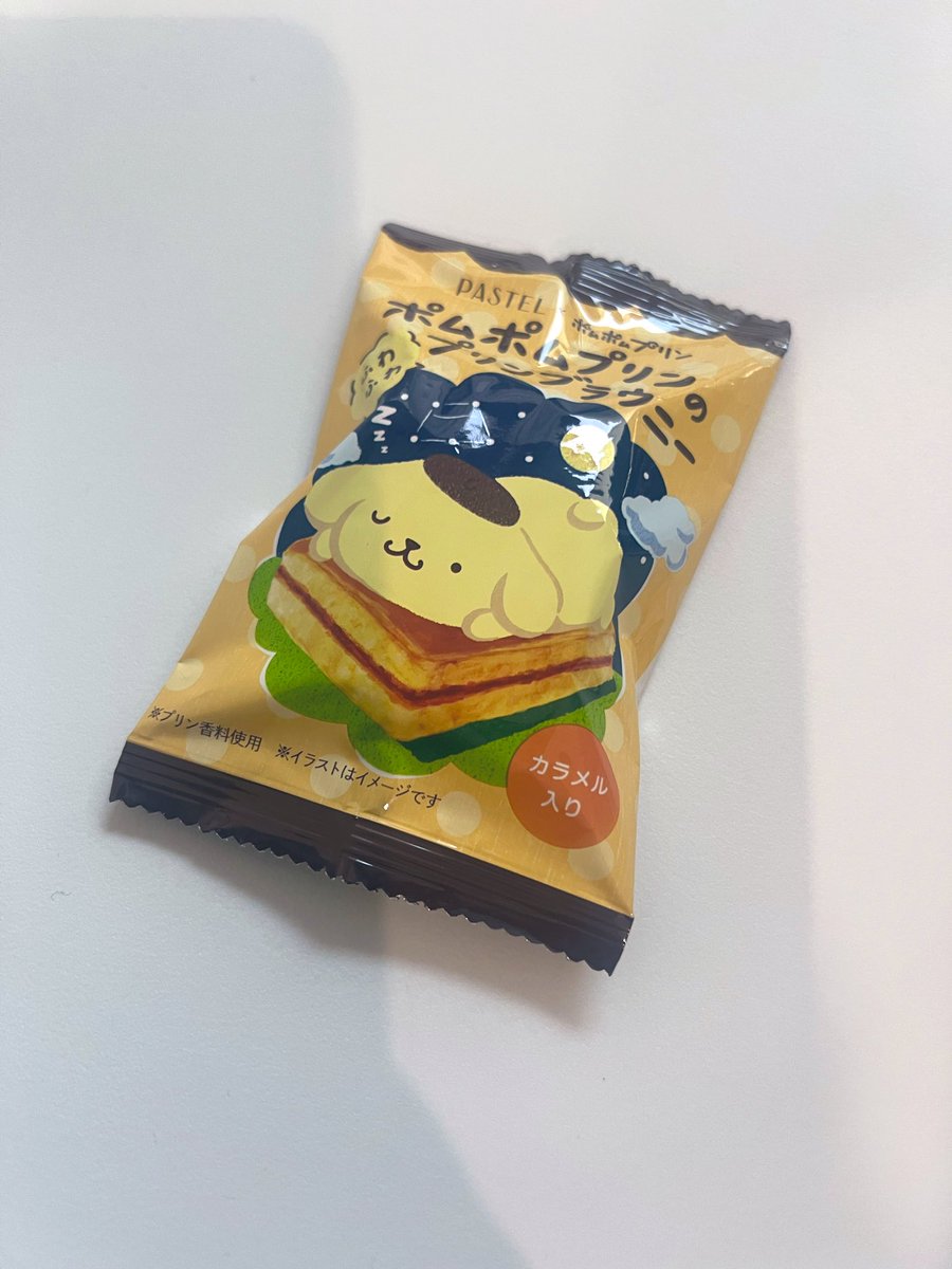 こんばんは🌙　#ミモザ西条店   です
ブラウニーにプリンちゃんが
乗っかってるのを
見つけちゃって思わず
買ってしまいました⭐️
カワイィー💕💕💕