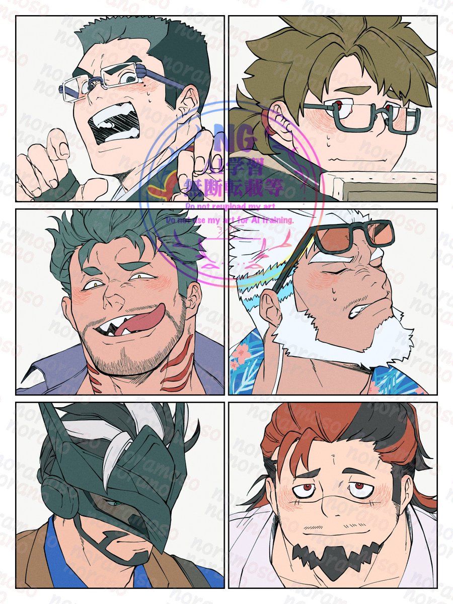 RanBonoramoso's tweet photo. いいねしてもらえたので、自分の好みのキャラ赤面させました🥳
みんないい感じにかけた気がする……ダゴンパパだけなんかちょっと趣旨違うかもだけど……😂 https://t.co/eYdRNcyAcM