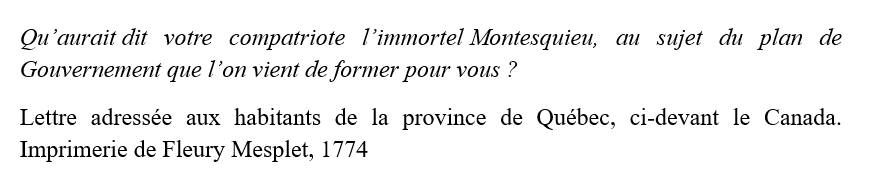 #Montesquieu et le #québec