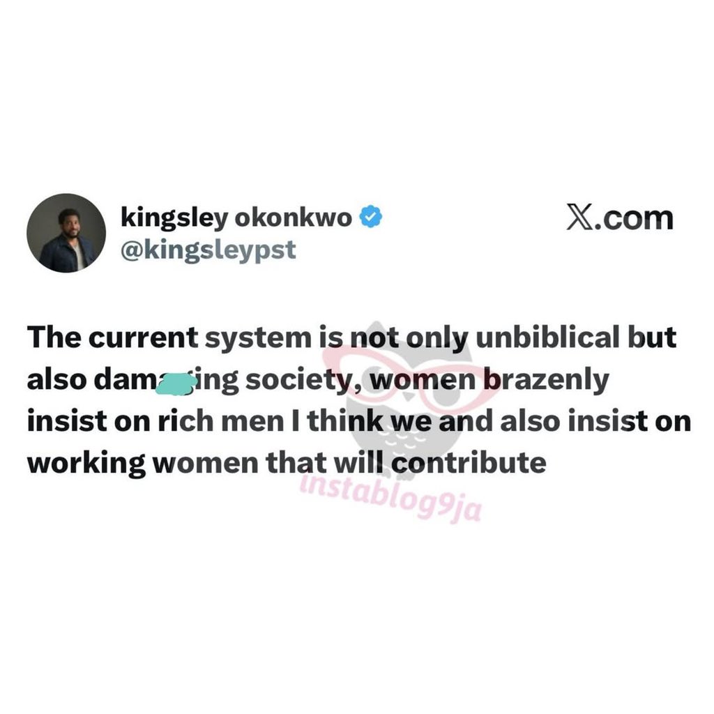 instablog9ja's tweet photo. Set standards, stop marrying br%ke women — Pastor Kingsley Okonkwo advises men https://t.co/4byH0lLaQI