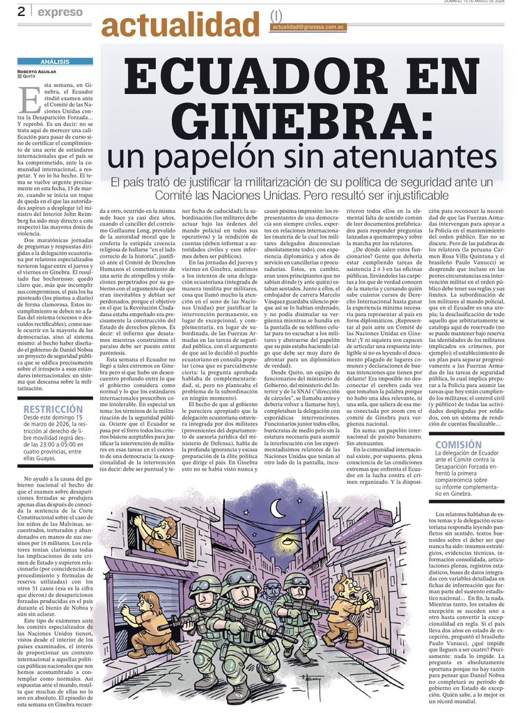 ECUADOR EN GINEBRA: un papelón sin atenuantes