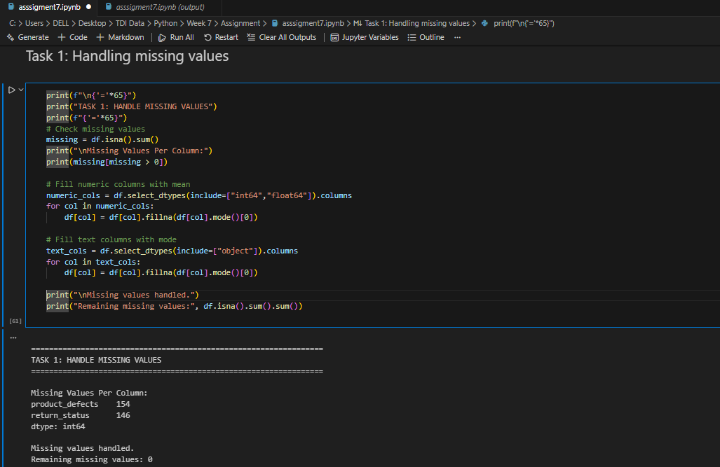 AvariaProjects's tweet photo. Completed Week 7 of #TheDataImmersed Python program.
Worked on data transformation &amp; feature engineering using pandas: handled missing values, converted data types, cleaned text fields, created new columns etc.
@TDataImmersed @DabereNnamani @ThePSF https://t.co/cUftEgYCNA