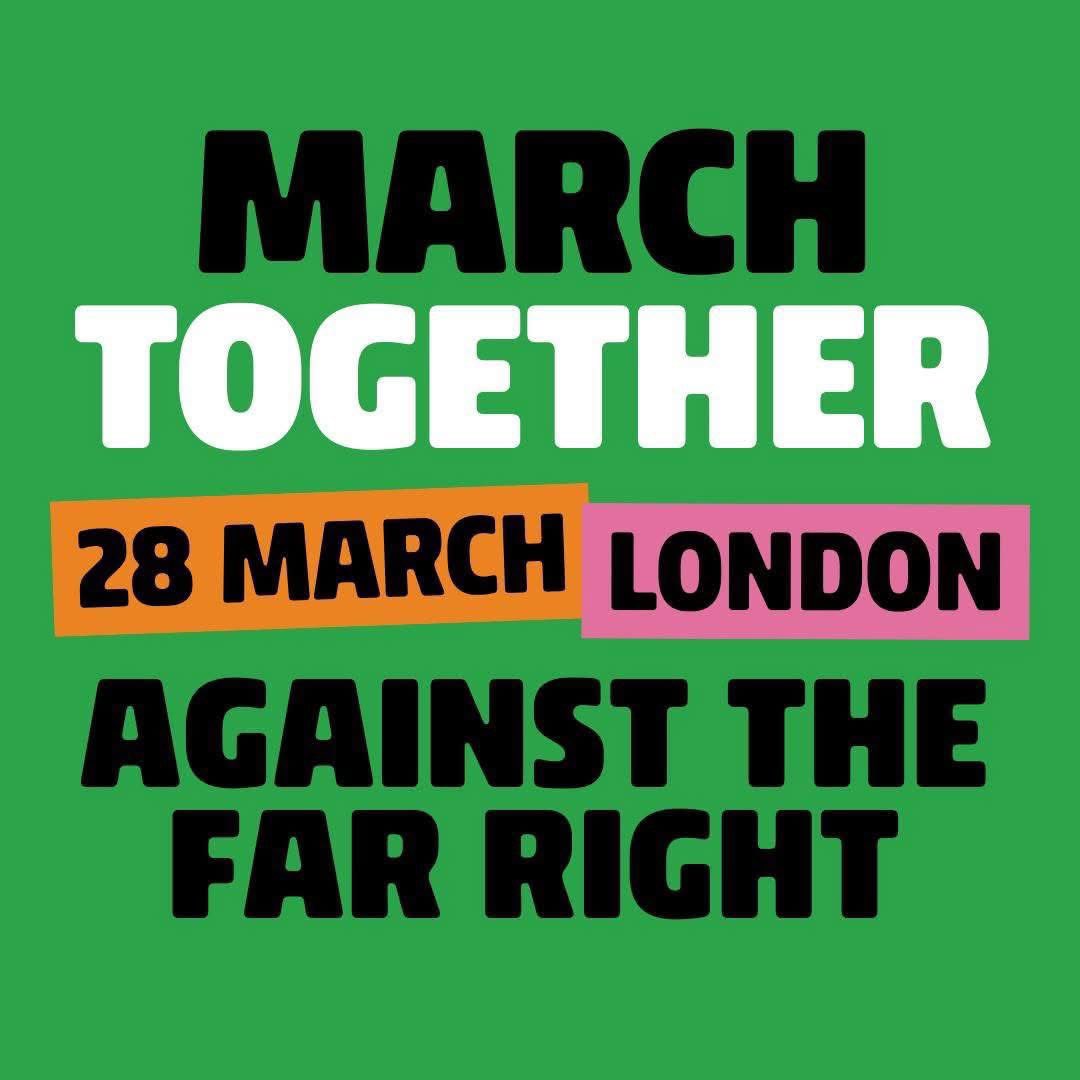 AntiRacismDay's tweet photo. Today is the International day to combat Islamophobia.

Every day we see the far right, from Nigel Farage &amp; Reform UK to fascist Tommy Robinson, scapegoat the Muslim community. 

It’s time to come #Together to oppose Islamophobia. 

Join us on the streets of London, 28 March. https://t.co/gDaJwlf4GE