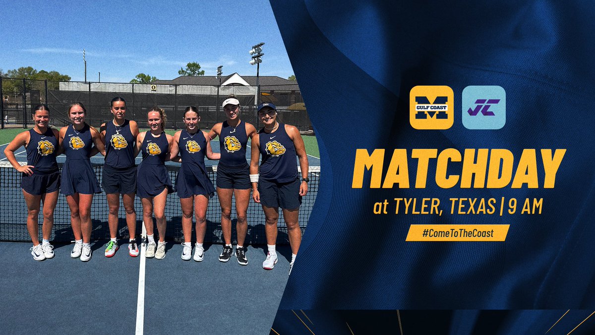 MGCCCBulldogs's tweet photo. TENNIS | No. 15 @MGCCCTennis Women closes things out in the Lone Star State today:
🆚 :  Jacksonville
📍 : Tyler, Texas
🕒 : 9 am https://t.co/KwnUDQkKUu