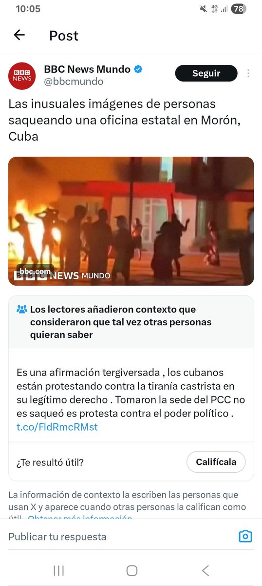 Lo conseguimos le pusimos la nota de la comunidad a la BBC , este es solo el inicio no permitiremos que medios extranjeros tergiversen nuestra lucha por la libertad.