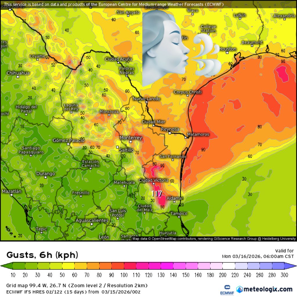 InfoMeteoro's tweet image. ⚠️ADVERTENCIA⚠️
PRONÓSTICO DOMINGO 15/mar/2026

“Comienzan cambios drásticos con intenso calor por efecto #Föhn y Surada; por la noche recorrerá nuevo #FrenteFrío y #AireÁrtico el noreste…”

🌡️AMBIENTE DIURNO☀️
🔥&amp;gt;40ºC NL, Tamps, SLP, Tierra Caliente
🥵36-40ºC Estados del