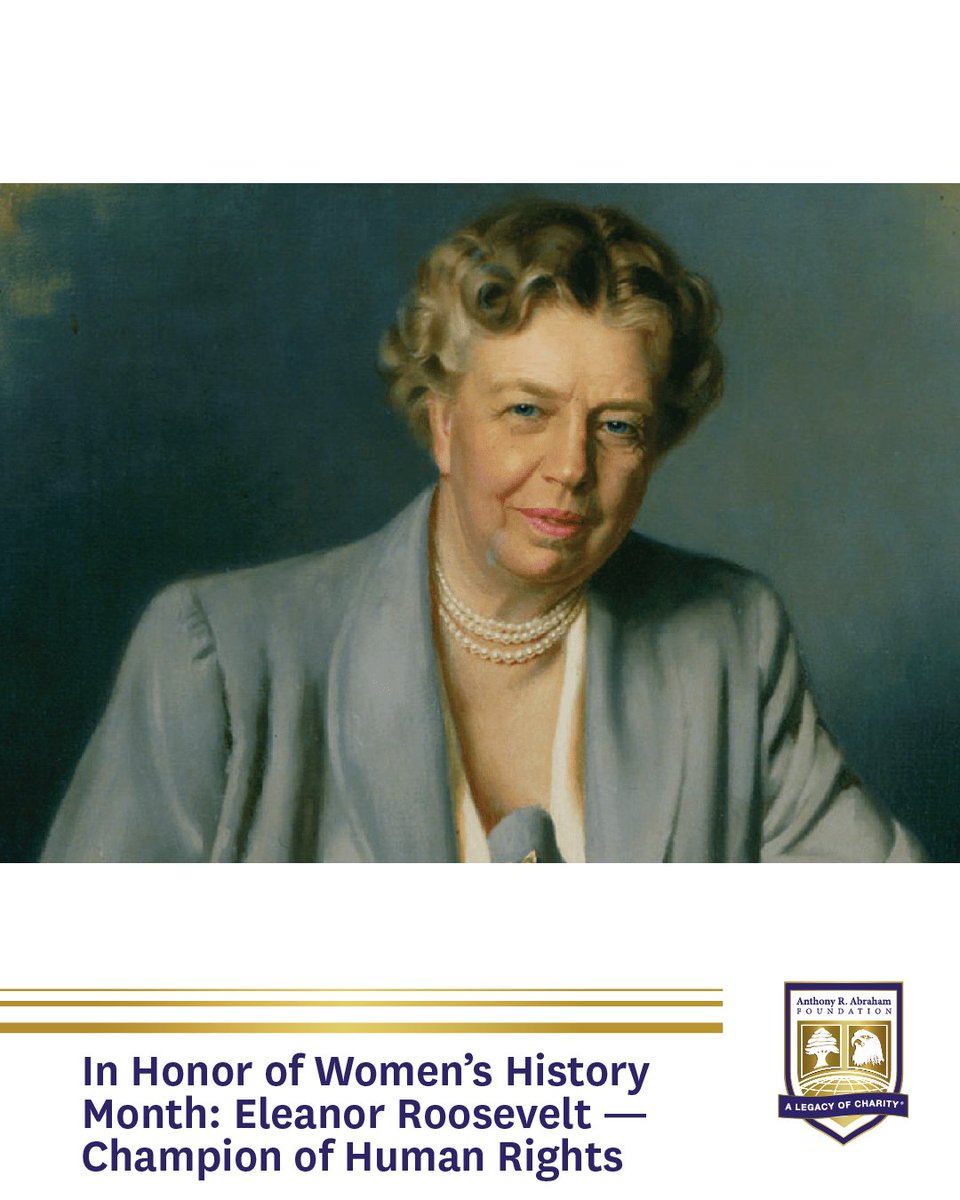 ARAFCHAIRMAN's tweet photo. Eleanor Roosevelt played a leading role in drafting the Universal Declaration of Human Rights, helping establish one of the most important documents in modern history.
#WomensHistoryMonth #ARAFoundation #HumanRights https://t.co/GKvB9I5uLB