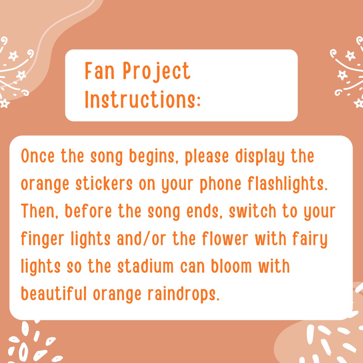 Orange Raindrops for Seungkwan🧡

For this fan project, we have stickers good for 30k but we'll be needing more funds for the finger lights, and so, we are hosting a donation drive until Wednesday.

If you can, it'd be appreciated to make the orange ocean come true to life. +