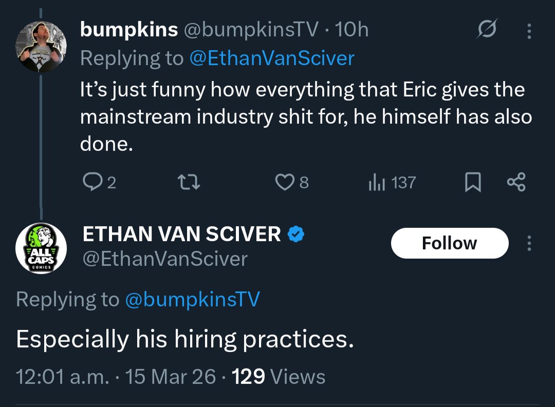 Alfred_Orteez's tweet photo. Meanwhile, EVS' hiring practices:
- A disabled sex-pest to help with colors
- His wife
- His wife's jobless friend
- His son's useless friends who constantly mess up orders
He's got a real well-oiled machine down at #AllCapsComics π
#comicsgate https://t.co/RxRt2VCWzr