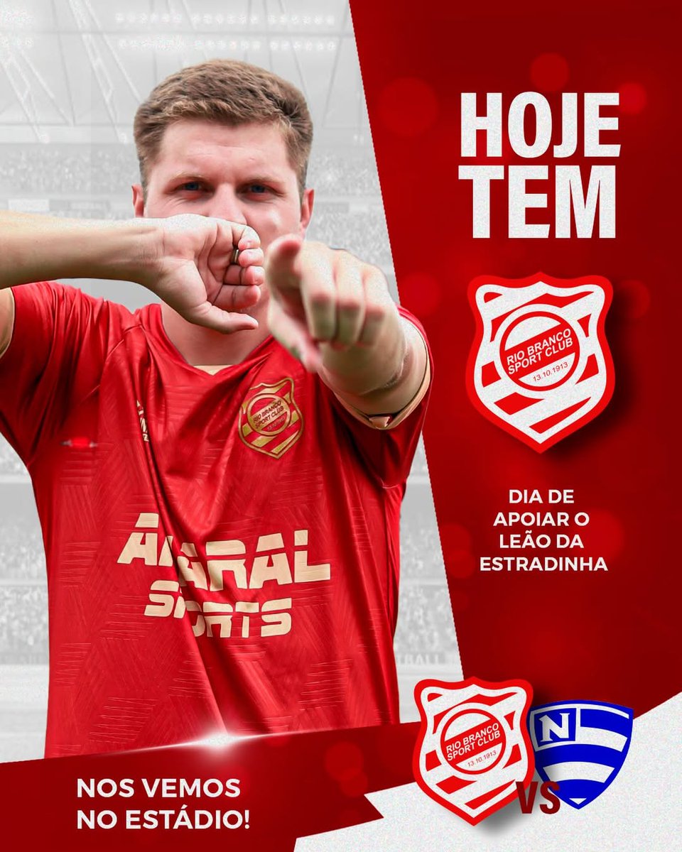 RioBrancoPR's tweet photo. Hoje é dia de Leão! 🦁
O Rio Branco Sport Club entra em campo no Estádio Gigante do Itiberê para enfrentar o Nacional-PR.
É dia de apoiar, empurrar o Leão e fazer o Gigante do Itiberê pulsar. Vamos juntos! 🔴⚪🦁
#RBSC https://t.co/NjKpQN9KGM