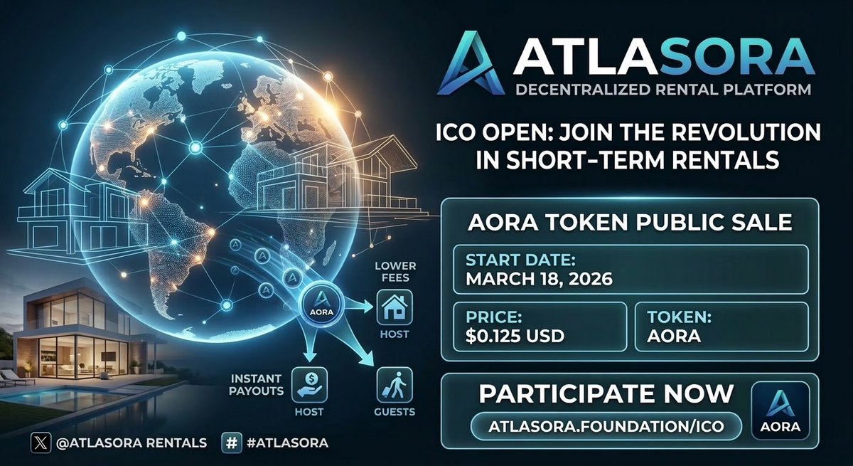 mmiiyyuu333's tweet image. The wait is over! 🚀 Revolutionize how the world rents.
✅ No hidden fees
✅ Instant host payouts
✅ Secure smart contract
✅ Community-governed
Join The $AORA Token ICO is now open!
Participate here: atlasora.foundation/ico
Don't miss out. @AtlasOraRentals #AtlasOra #CryptoSale