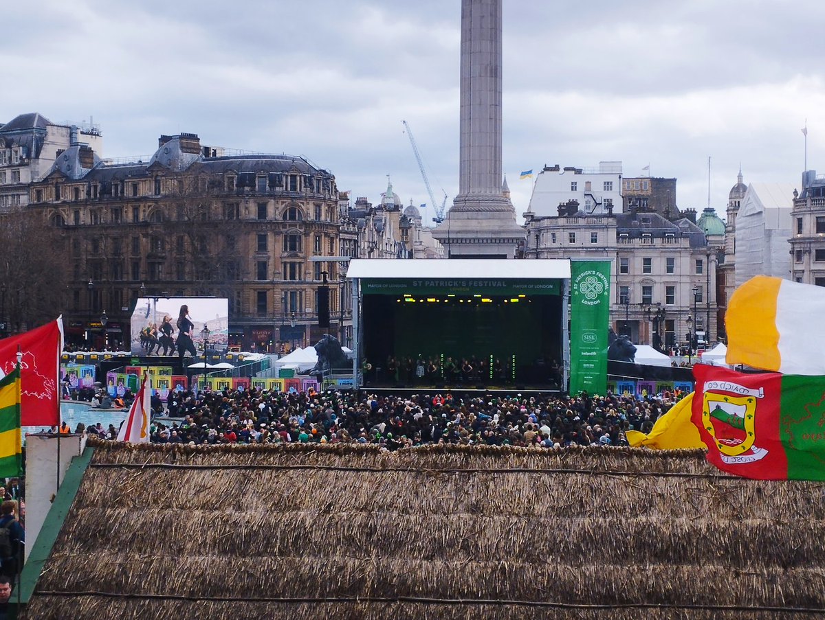 Trafalgar Square transformed today for St Patrick festivities