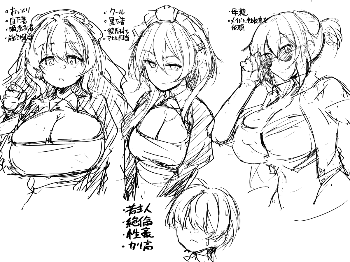 同人誌で出したいショタおねメイドハーレムものデザインメモ 