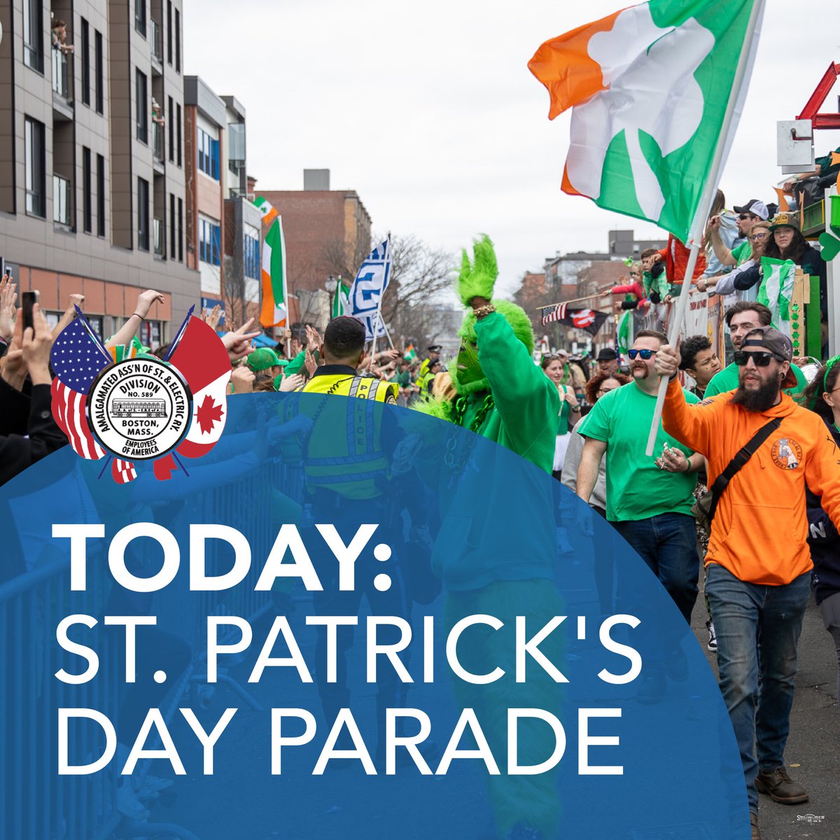 carmensunion589's tweet photo. ☘️ Thanks to our Local 589 members helping riders get to and from today’s South Boston St. Patrick’s Day Parade.
While the city celebrates, our members are keeping Boston moving. If you see us marching along the route, give us a wave.
#StPatricksDay #Local589 #UnionStrong #MBTA https://t.co/VKU1omuZ8R