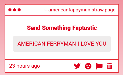 americanferry76's tweet photo. Thank you for all the #FappyLoveMail.... >///< You all make my #AmericanHeart go.. doki-doki >_> https://t.co/AFusnE4br3