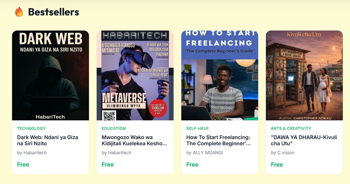 Nafurahi kuona vijana wenzetu wana upiga mwingi kwa kutuwekea majukwaa ya kuuza content zetu.

Hakikisha una jisajili na hizi platform.

1. Habari Duka - duka.habaritechnology.com

2. Nisapoti - nisapoti.com/ref/allymsangi

Tupende na tusapoti vya kwetu.