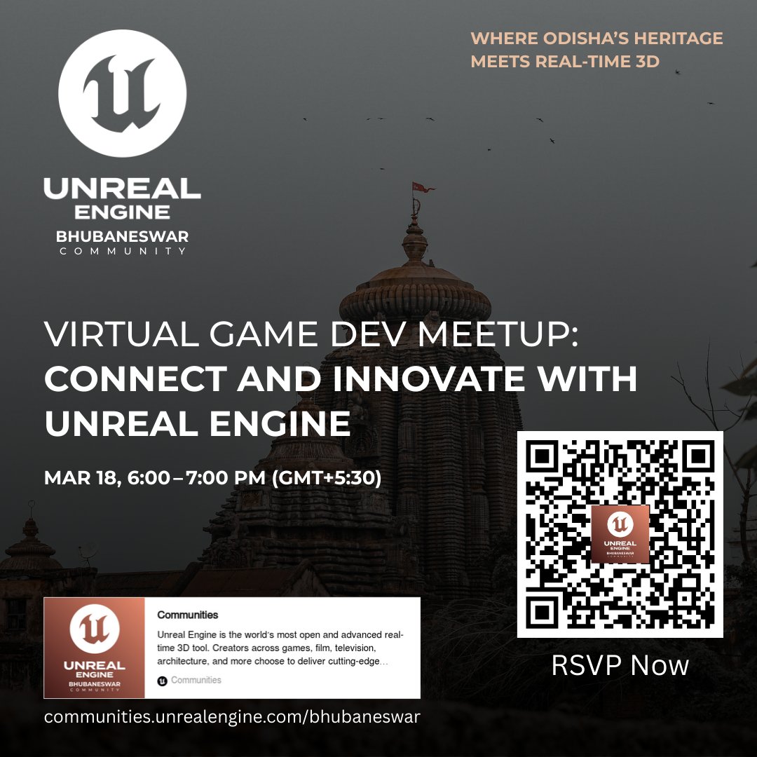 UEBBSR's tweet photo. Virtual Game Dev Meetup – Unreal Engine Community Bhubaneswar

Date: 18 March | Time: 6:00 PM (IST) | Mode: Online

Join us to share projects, learn new techniques, and collaborate with the growing Unreal Engine developer community in Bhubaneswar.
RSVP: https://t.co/BHBoUMGnLm https://t.co/3Jdj8Y8kRo