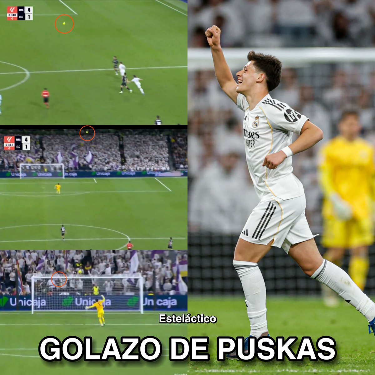 El premio PUSKAS ya tiene dueño 👌🏻😎🤍

El impresionante GOLAZO de Arda Güler contra el Elche fue marcado desde aproximadamente 68 metros, convirtiéndose en uno de los tantos más lejanos en la historia de La Liga 🔥

QUE CALIDAD DEL TURQUITO 🇹🇷💎