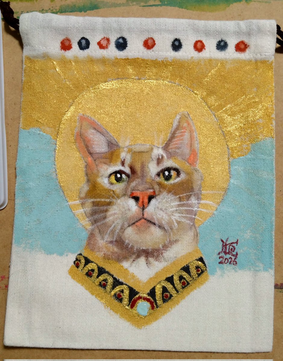 Museum_Kurihara's tweet photo. このところずっと、キリスト教のイコンみたいな感じの、猫ばかりを布に描いていて、ニャコンと名付けてしまった。そして、3/20〜22に吉祥寺のギャラリー永谷で展覧会やることになりました。良かったら来てね。

#猫絵 #アクリルガッシュ #栗原大輔精密画美術館 #吉祥寺 #ギャラリー永谷 https://t.co/PfIHGAzo22