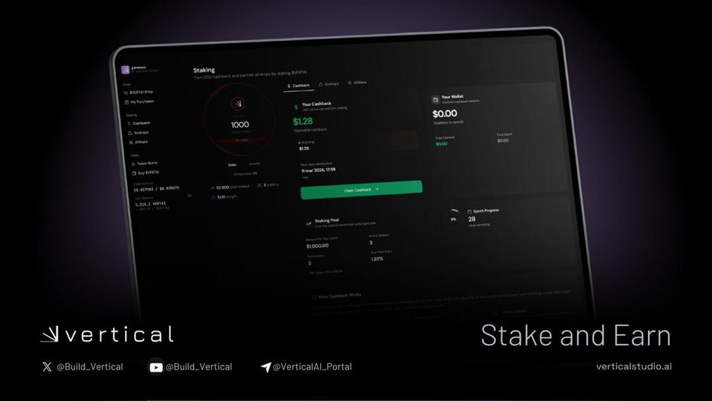 <a href="/DonWedge/">Don 🐂</a> Couldn’t agree more. Markets favor consistency over quick moves.

Staking $VERTAI reflects that mindset earn cashback while positioning early for what Gateway will unlock.