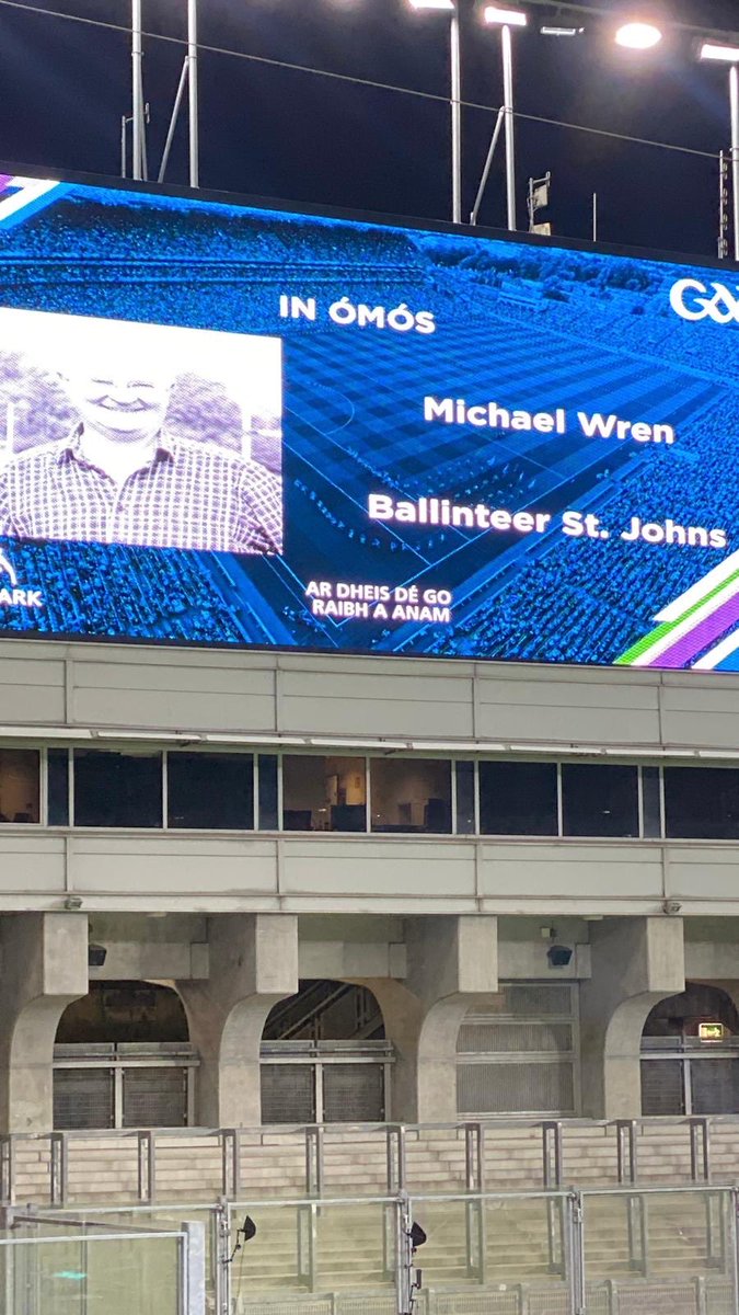 mickwren's tweet photo. Lovely moment of silence for Dad before the Dublin v Armagh match in Croke Park last night.
We shared so many great days there — from my first All-Ireland in 1984 to Dublin’s six-in-a-row.
@CrokePark @officialgaa @DubGAAOfficial @gaabsj
#SpecialMemories https://t.co/TgnqGoYkUG