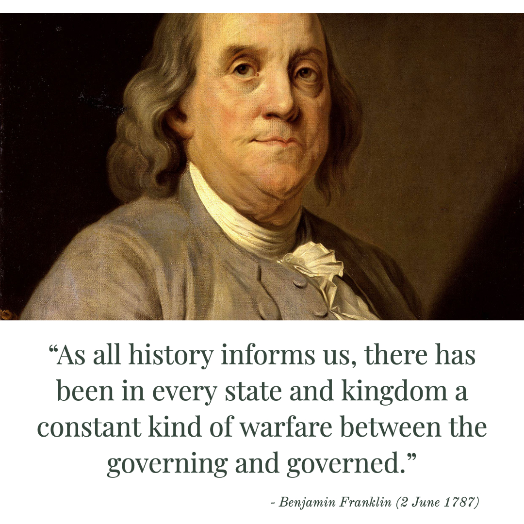 🚨 Government is waging war on the people.

This is its permanent, natural state.
It is not an exception - it is the rule.

Benjamin Franklin stated this as truth all through history.
“As all history informs us, there has been in every state and kingdom a constant kind of warfare