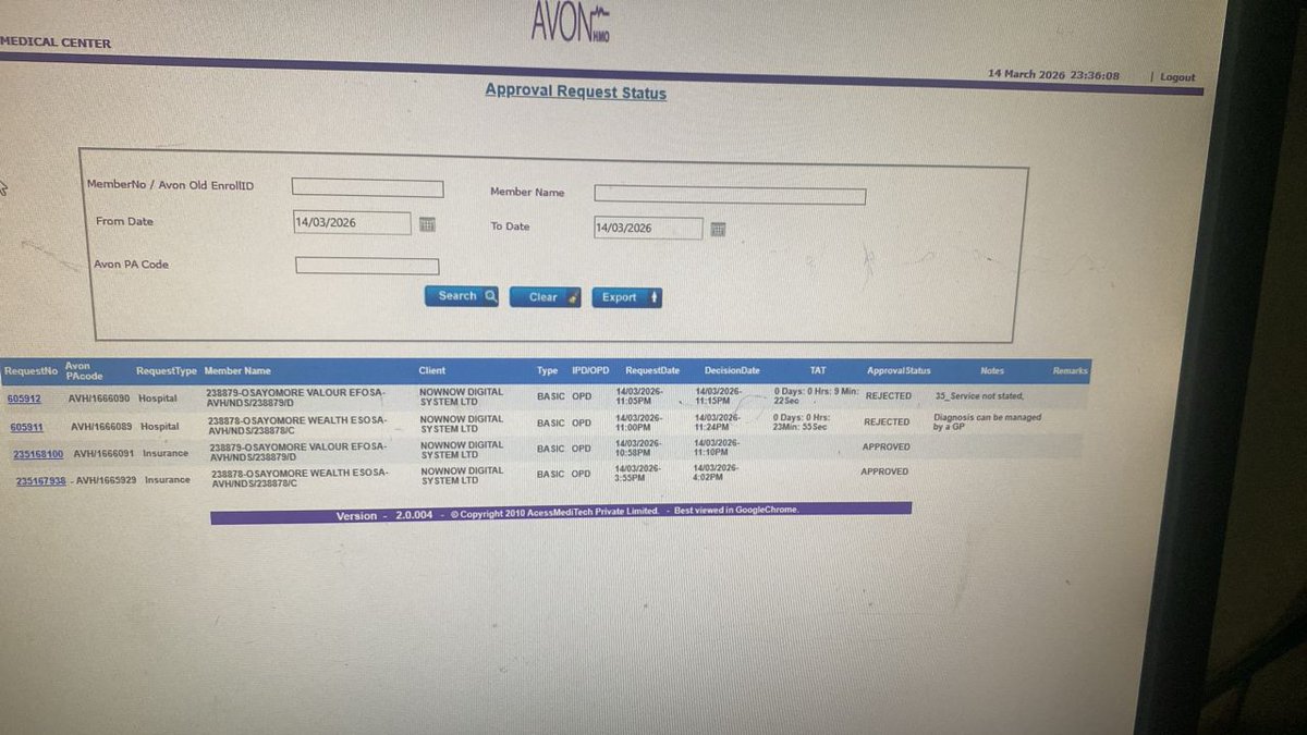 OsasEmmanuel13's tweet photo. @AVONHMO The portal, so where is the approval, and why will you suggest GP, did you see the child, did he not see GP before requesting for pediatrician. Is over 24 hours now, yet nothing from the HMO without stress and series of calls( today alone, I have called 5 times) I have evidence https://t.co/IPU2fMIzAE