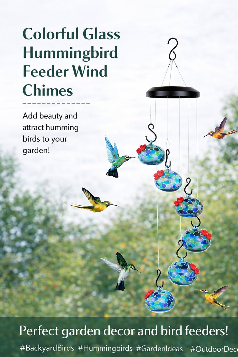 jenns970's tweet image. 3 reasons bird lovers love this hummingbird feeder wind chime 🐦🌸

• Attracts more hummingbirds
• Beautiful hand-blown glass design
• Perfect patio &amp;amp; garden decor

Such a unique backyard upgrade.
#Hummingbirds #GardenIdeas #ad

🔗amzn.to/4cJy7ID