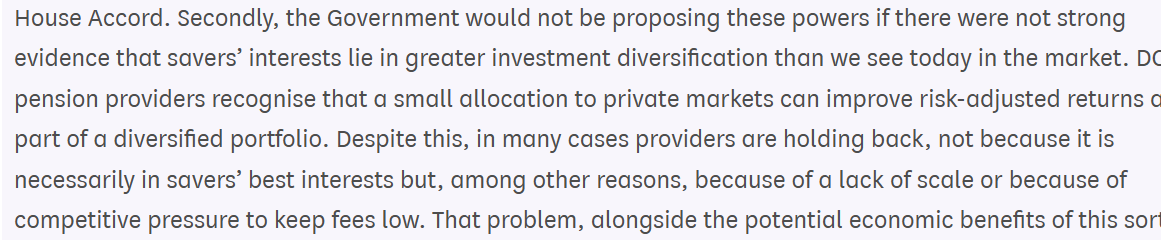 JosephineCumbo's tweet image. The government has said that it would not be introducing controversial reserve asset allocation powers for private #pension unless there was 'strong evidence' that it was in the best interests of savers.  

See this quote from Labour Peer Baroness Sherlock.