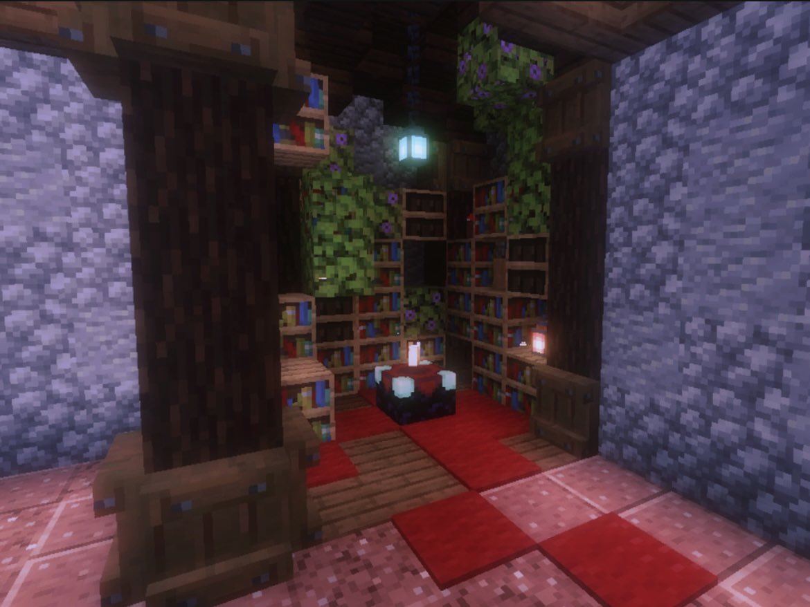 Anje_minecraft's tweet photo. 倉庫の四角にエンチャ部屋つくった🪄︎︎◝✩

 #Minecraft 
 #minecraft建築コミュ
 #Minecraftbuilds https://t.co/9uFPNvOaWo
