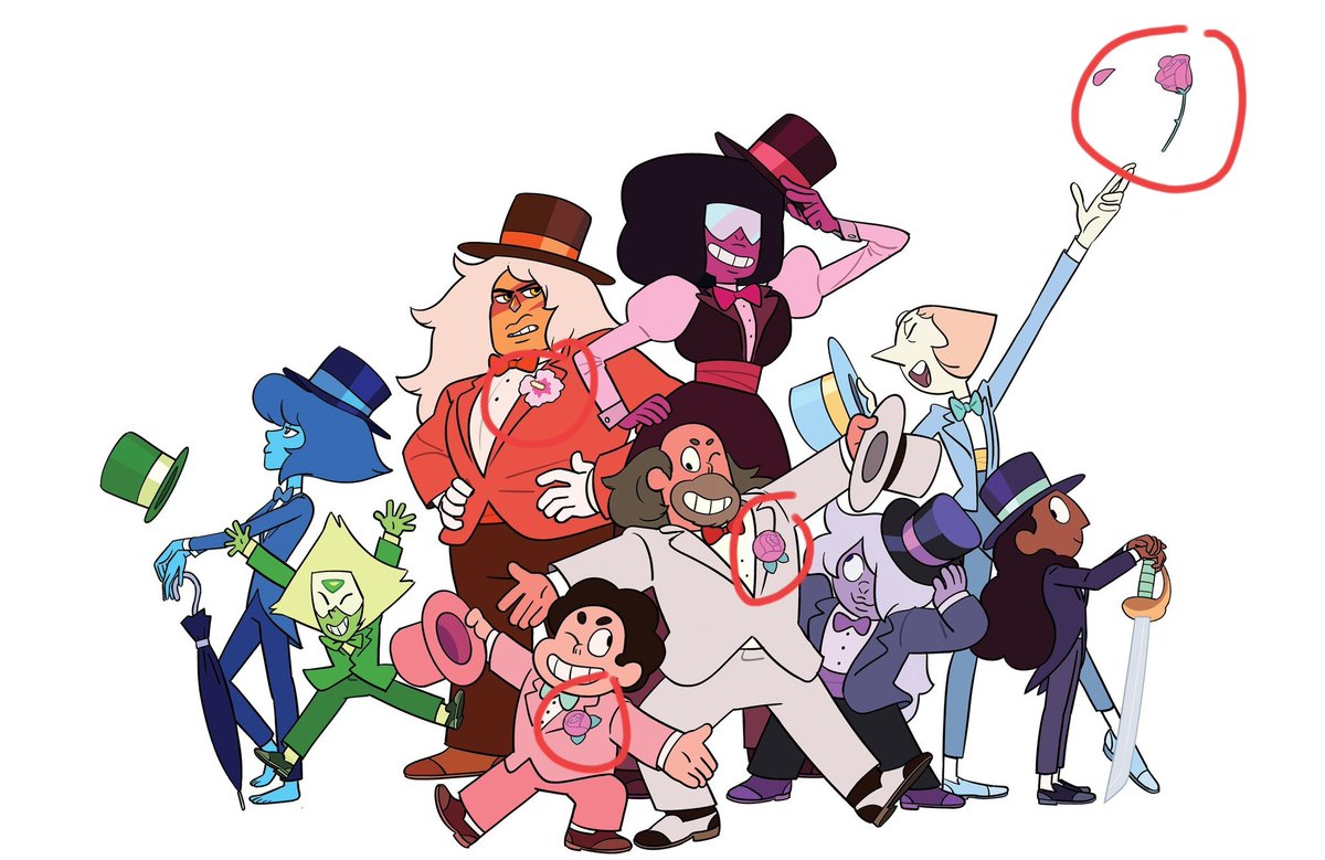 The way Steven,greg and pearl has roses ro represent Rose quartz and japser has a hibiscus flower to represent pink diamond