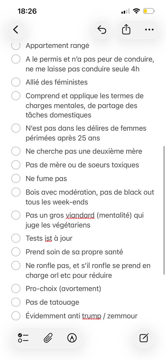 J’ai agrandit ma liste de critères 😎😎😎