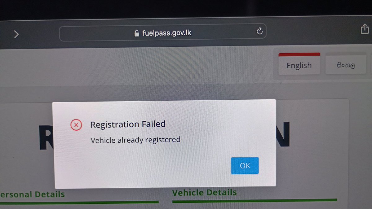 tiblings's tweet photo. @adaderanasin Bought registered vehicle in 2024. Now can't register for QR. https://t.co/o8tt7RuXTQ