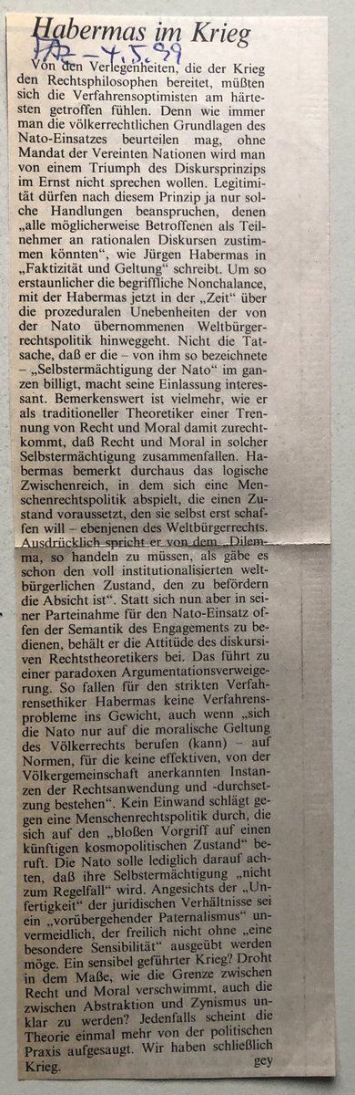 3³
Christian Geyer, F.A.Z. 1999: "Habermas im Krieg"