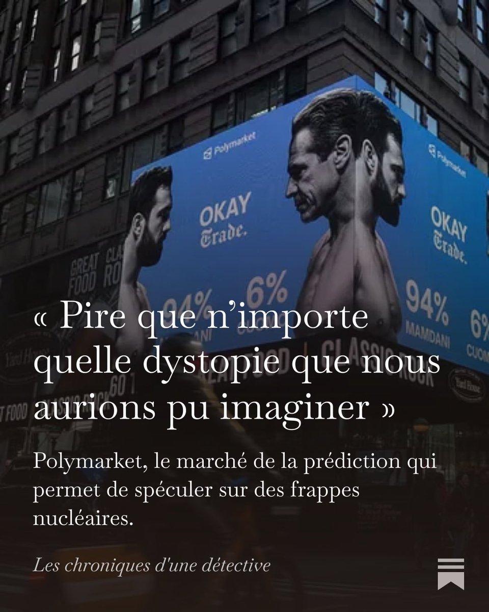 Dans ma dernière chronique, je reviens sur #Polymarket, les soupçons de délits d’initiés, les paris sur des frappes nucléaires et l’utilisation d’outil d’OSINT pour observer le trafic aérien et repérer avant tout le monde le début des conflits (et parier)
 open.substack.com/pub/disparitio…