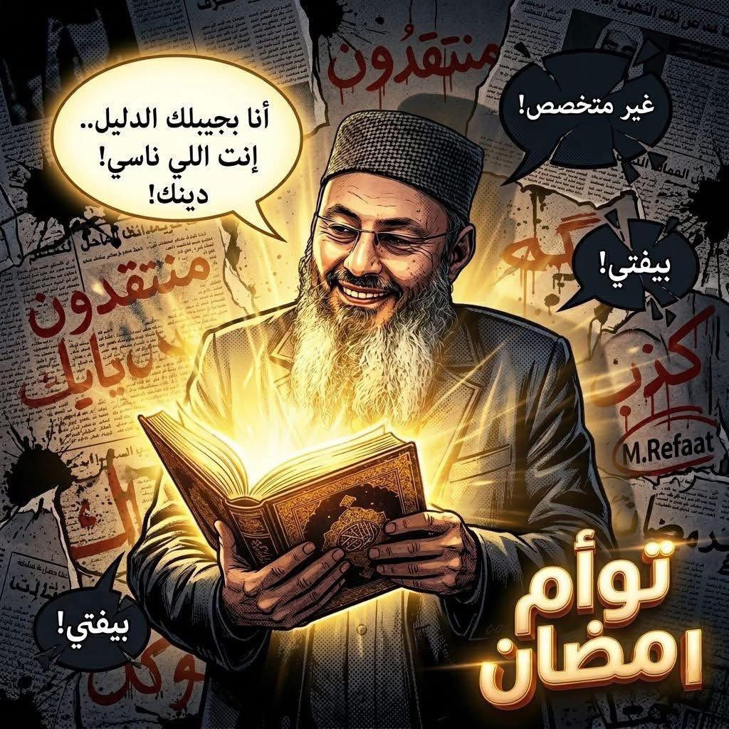 ahmad_shoeib's tweet photo. بيقولك الشيخ أيمن عبد الجليل "غير متخصص" وعمال "يفتي" في برنامجه! 🤦‍♂️

طب تصدق وتؤمن بالله؟ المشكلة مش في إن الشيخ بيفتي.. المشكلة إن إحنا اللي نسينا "مُسلّمات" ديننا وبقينا نستغربها لما نسمعها!

لما يطلع راجل يكلمك بالقرآن والسنة، ويشرحلك أحكام صريحة في صميم العقيدة.. طبيعي تتخض لو دي أول مرة تفتح فيها "كتالوج" دينك وتقرأه صح! 📖✨

الناس قامت وماقعدتش لما اتكلم عن أحكام "تبديل الدهب بالدهب"، وقال إن تبديل القديم بجديد ودفع الفرق ده (ربا فضل) ولازم تبيع وتقبض فلوسك في إيدك الأول! حكم شرعي ثابت ومُجمع عليه في كل كتب الفقه من ١٤٠٠ سنة، بس عشان إنت أول مرة تسمعه افتكرته بيصعبها عليك وبيألف! 💍⚖️

وقيس على كده كلامه عن خطورة "ترك الصلاة" أو تفاصيل "عالم البرزخ".. دي مش فتاوى غريبة، دي أبجديات إحنا اللي كسلنا نتعلمها.

في برنامج  #توأم_رمضان، الشيخ أيمن مبيخترعش العجلة ولا بيألف أحكام، هو بس بينفض التراب عن حقائق غايبة عننا. العلم الحقيقي بقوة "الدليل".. مش بس بالشهادات المبروزة.

اسمعوا الكلمة اللي بتنور العقل، وبلاش نمشي ورا موجة الهجوم الأعمى. العيب مش في اللي بيشرح المنهج.. العيب في اللي غاب عن الحصة!

منقول ..