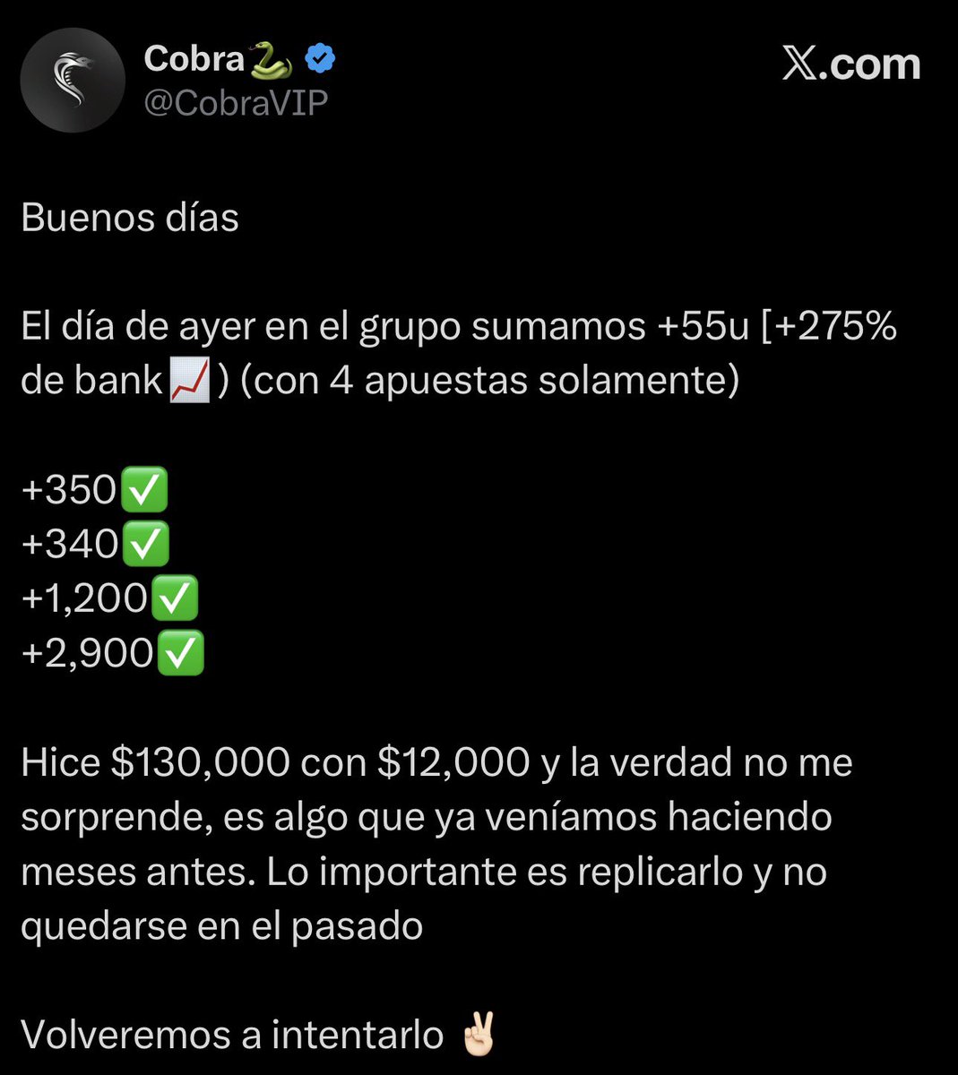 Freepicks4youu's tweet photo. 👀🔥¿VAN A QUERER TODOS LOS PICKS DEL COBRA VIP?🐍🔥

💣AYER FUE UN DÍA INCREÍBLE, +275 DEL BANK GANADO EN 1 DÍA😍💰

👉🏻SI ESTE POST LLEGA A +199 LIKES❤️ Y RTS 🔁 SALE SU CARTELERA PREMIUM GRATIS 🎁 https://t.co/DjSSQjBB6w