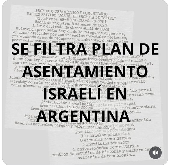 Argentina será la próxima Gaza, milei ya les dio el aval y han comenzado por la Patagonia.