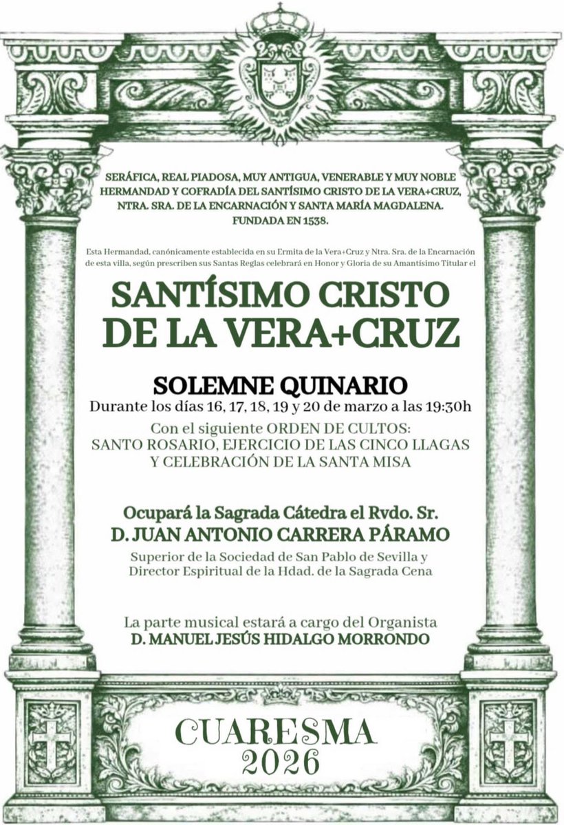VeraCruzAznal's tweet photo. #CULTOS | El cuarto lunes de cuaresma, día después del Domingo Laetare, comienzan los Solemnes Cultos en honor al Santísimo Cristo de la Vera+Cruz.

#VeraCruzAznal
#Cuaresma26 https://t.co/oUtQGfheUN