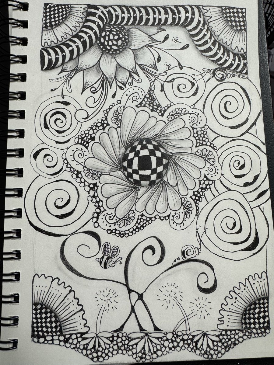 EmmaDrawsThings's tweet photo. I drew the lines. My husband took it into AI and added a whole new vibe. 🌿✨ Same piece, whole new dimension. Pen and ink → colored magic.
#Zentangle #AIArt #PenAndInk #ZenDoodle #ArtCollaboration https://t.co/42FxNlcpaB