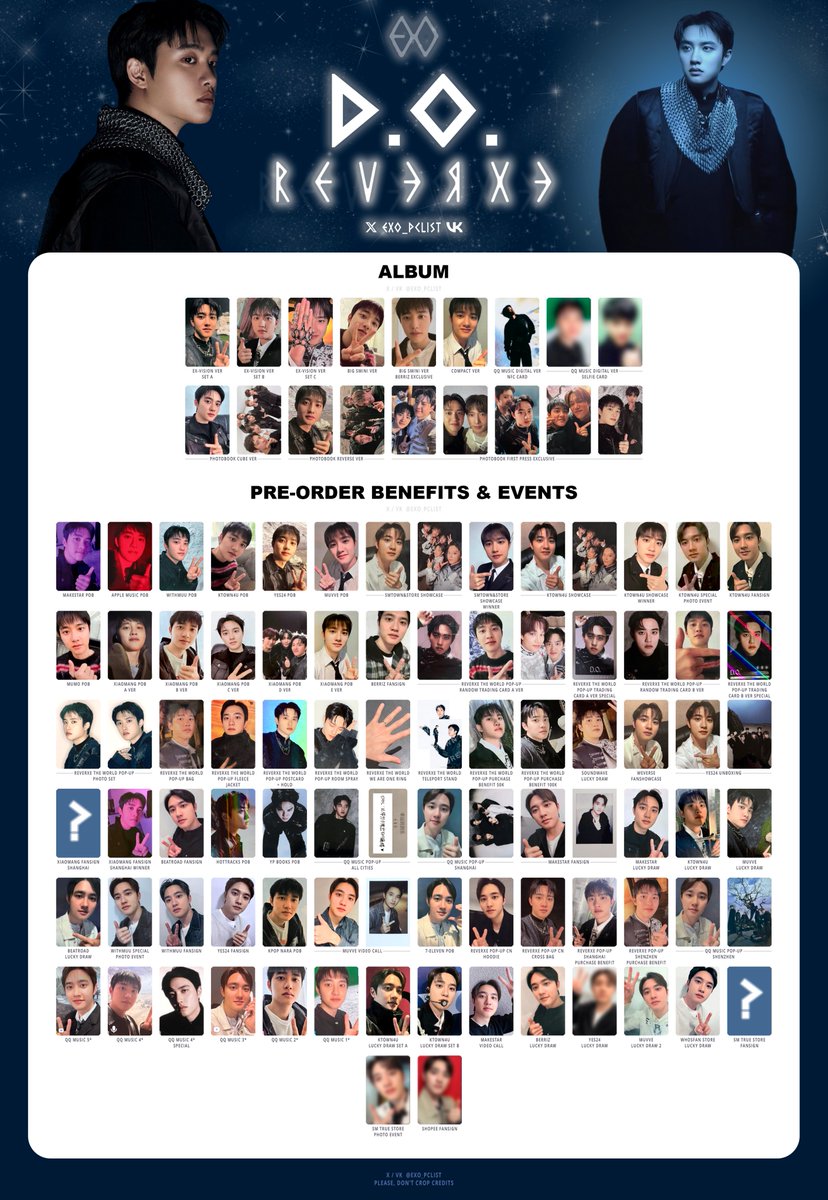 EXO's photocard lists | ot9 (@exo_pclist) / Posts / X